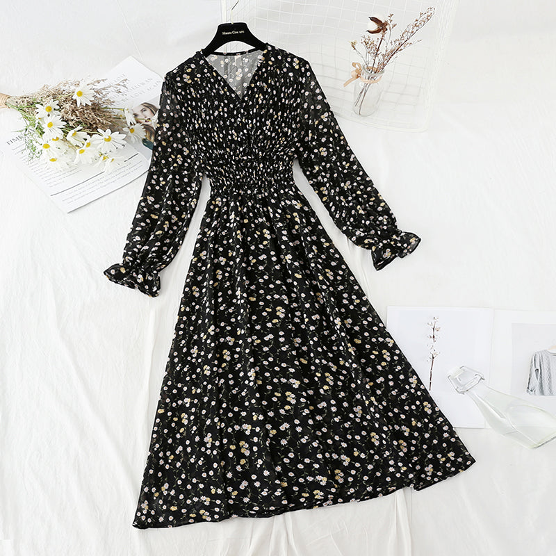 Blumenkleid, sanfter Wind, schlankes Temperament, schmaler Rock 4088