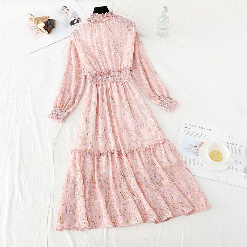 Slim waist with chiffon lining and knee length skirt  3876