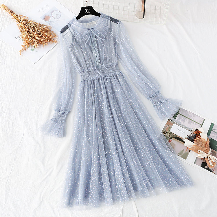 Feen Netzkleid Retro bunte Sterne 3941