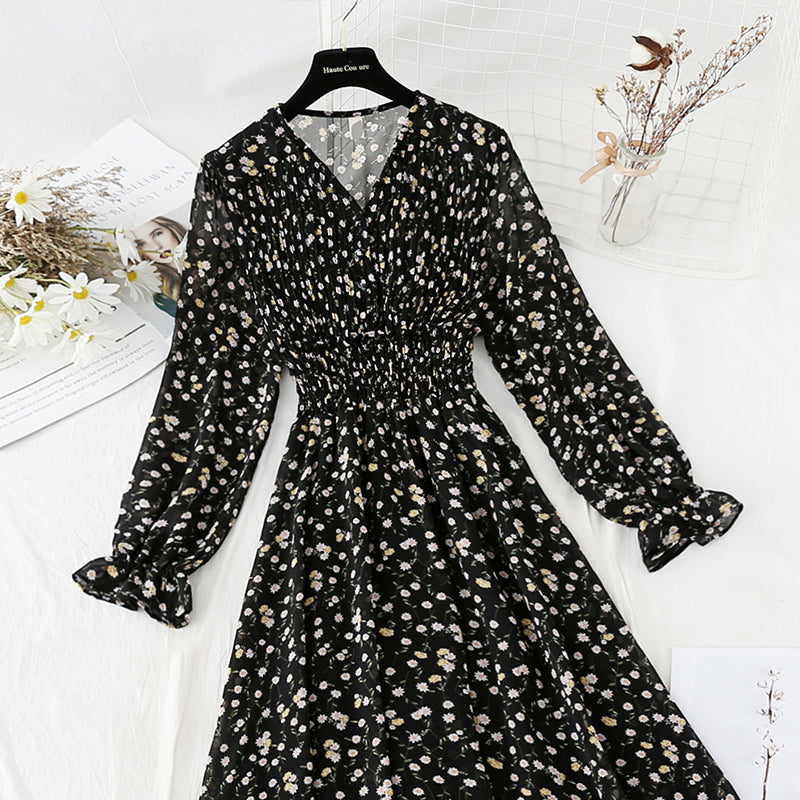 Blumenkleid, sanfter Wind, schlankes Temperament, schmaler Rock 4088