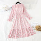 Retro floral Platycodon grandiflorum skirt shows thin waist  3842