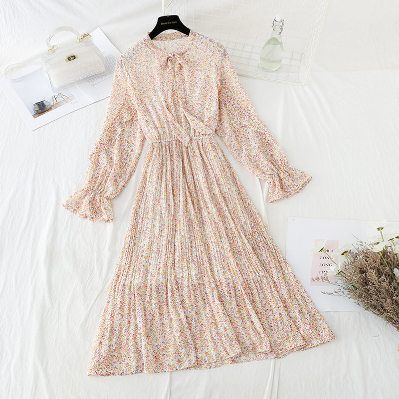 Slim pleated skirt temperament gentle wind over the knee with skirt  4063