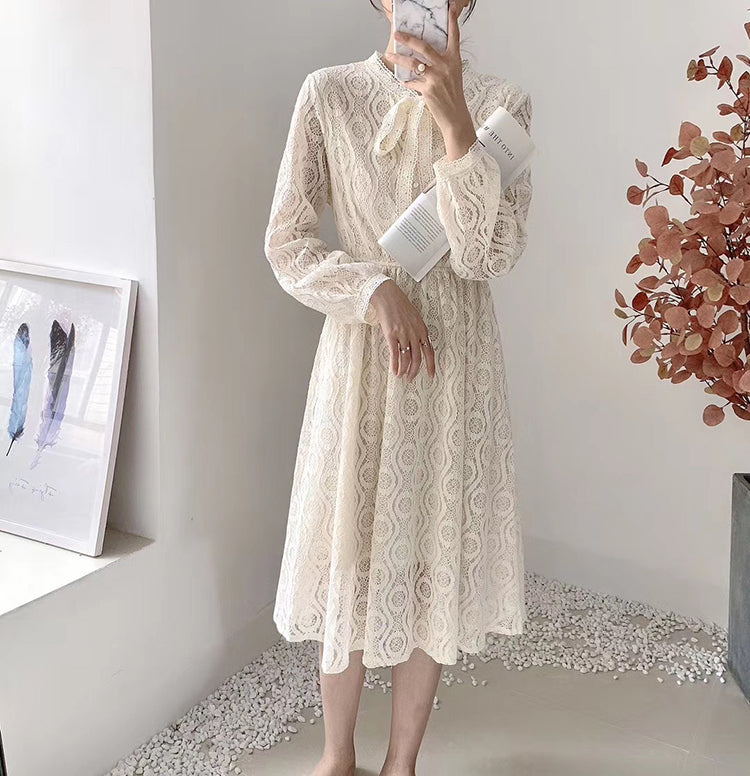 High and thin temperament goddess long sleeve Knee Skirt  3870