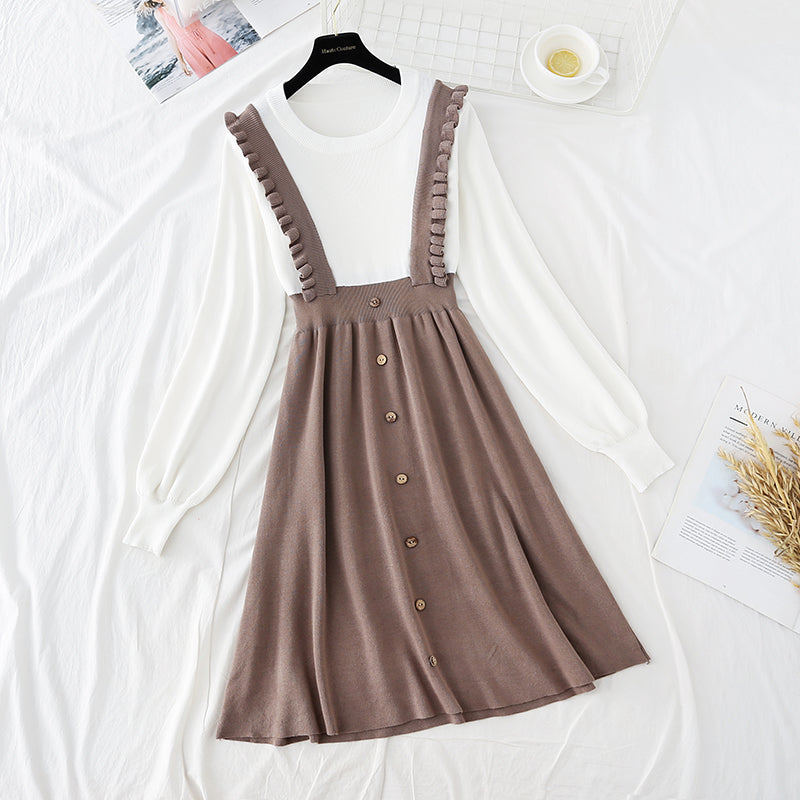 Neue Straps-Fälschung zweiteiliges kleines Kleid aus französischer Wolle mit Duft 3904