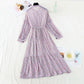 Bow tie Floral Chiffon slim dress  3886