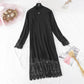 Sweater skirt lace stitching fake two-piece bottom long  4009