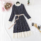 Printed French retro pleated slim waist skirt  3967