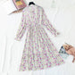 Broken Flower Chiffon pleated skirt with high and thin length over the knee  3878