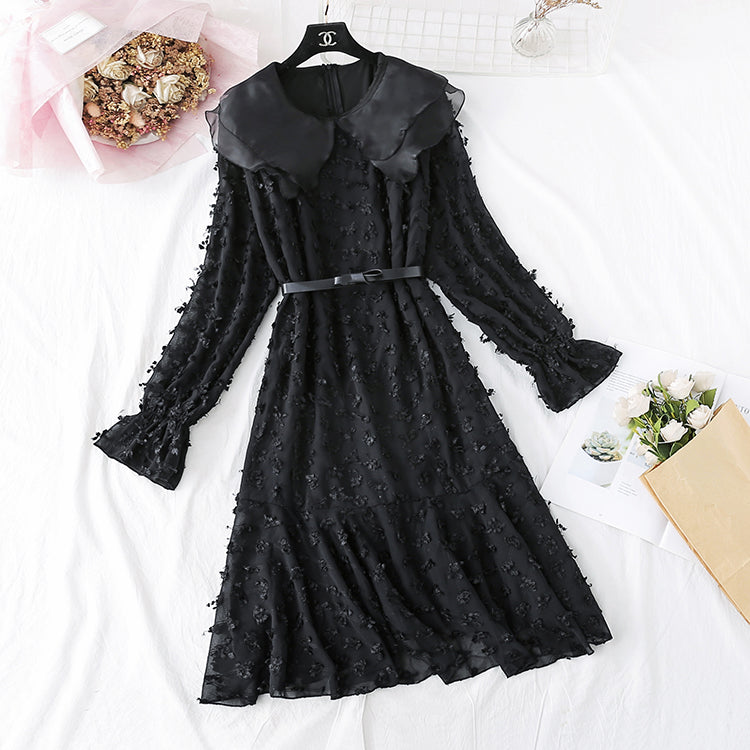 Women's layered mesh double doll neck fishtail long skirt  3985