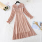 French retro floral lace up waist slim temperament long skirt  3924