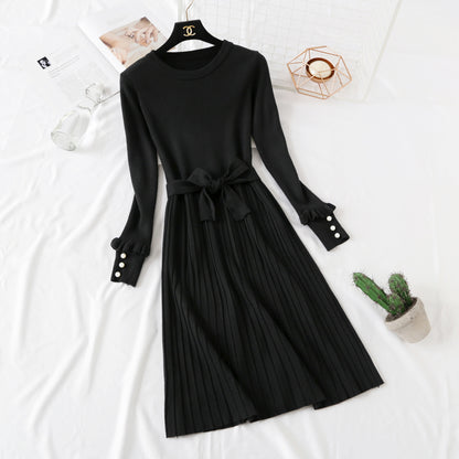 Celebrity style long sleeve knitted dress  3927