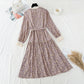 Retro waistband, slim temperament, gentle wind, Long Sleeve Chiffon Skirt  3893