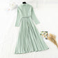 Slim waist, gentle wind dress, lapel, light familiar wind pleated skirt  3868