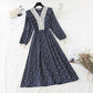 Lace stitched chiffon skirt shows thin elastic waist temperament  4080