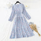 The waist is slim, retro, gentle, wind and snow spinning long skirt  3847