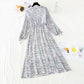 Waist lace up thin Chiffon gentle wind Floral Dress  3885