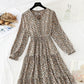 V-neck elastic waist covering belly, thin broken flower bottomed skirt  4057
