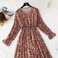 French retro floral dress fairy super fairy waist  4030