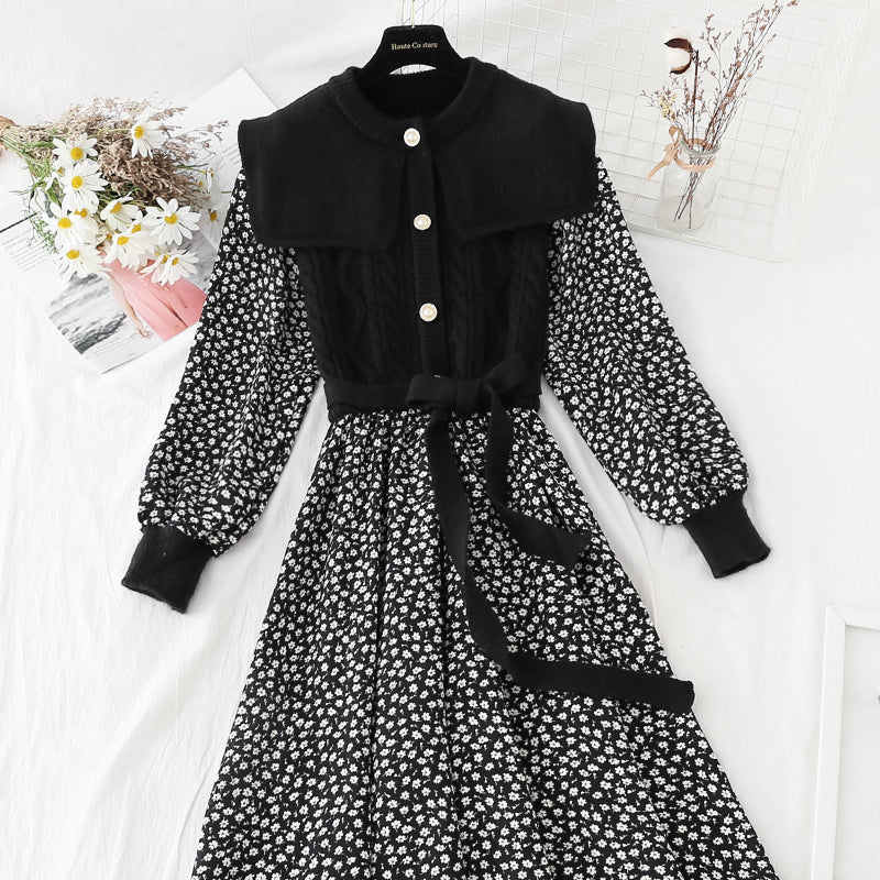 Corduroy French Kikyo floral skirt is thin and bottomed  4069