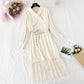 Knee sweater mesh cake skirt suit foreign style  3952