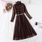 Mesh vest skirt + high neck bottomed shirt two-piece set  3979