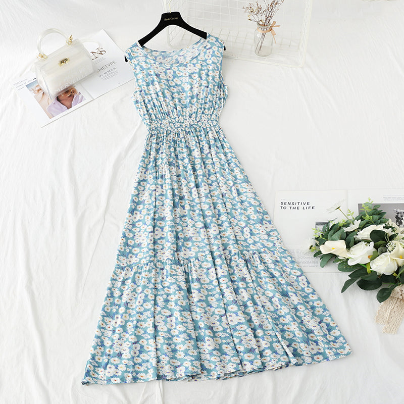 Long skirt with slim waist and French retro national style beach skirt  4126