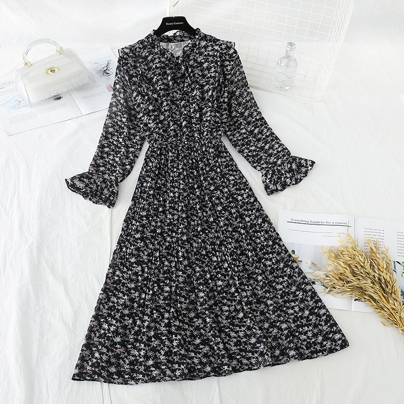 Vintage-Chiffonrock mit schmaler Taille und Rüschenkante 3840