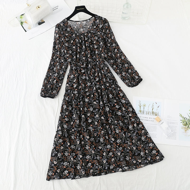 Chiffon floral dress shows thin Daisy dress  3877