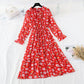 Schnürkragen French Soft Wind Blumenkleid 3837