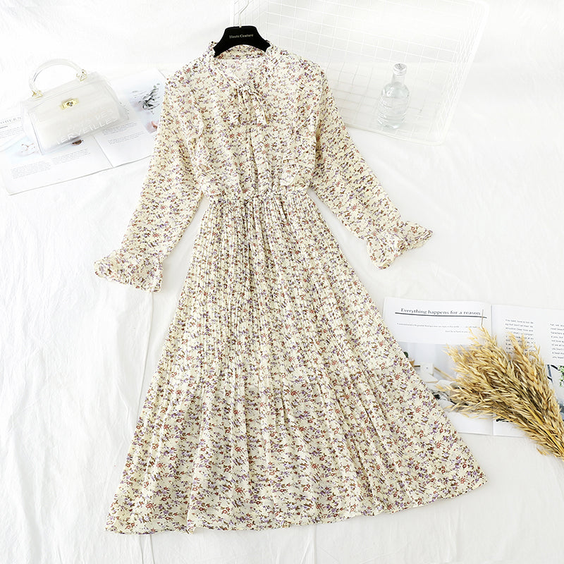 Vintage-Chiffonrock mit schmaler Taille und Rüschenkante 3840