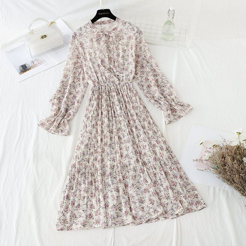 Slim pleated skirt temperament gentle wind over the knee with skirt  4063