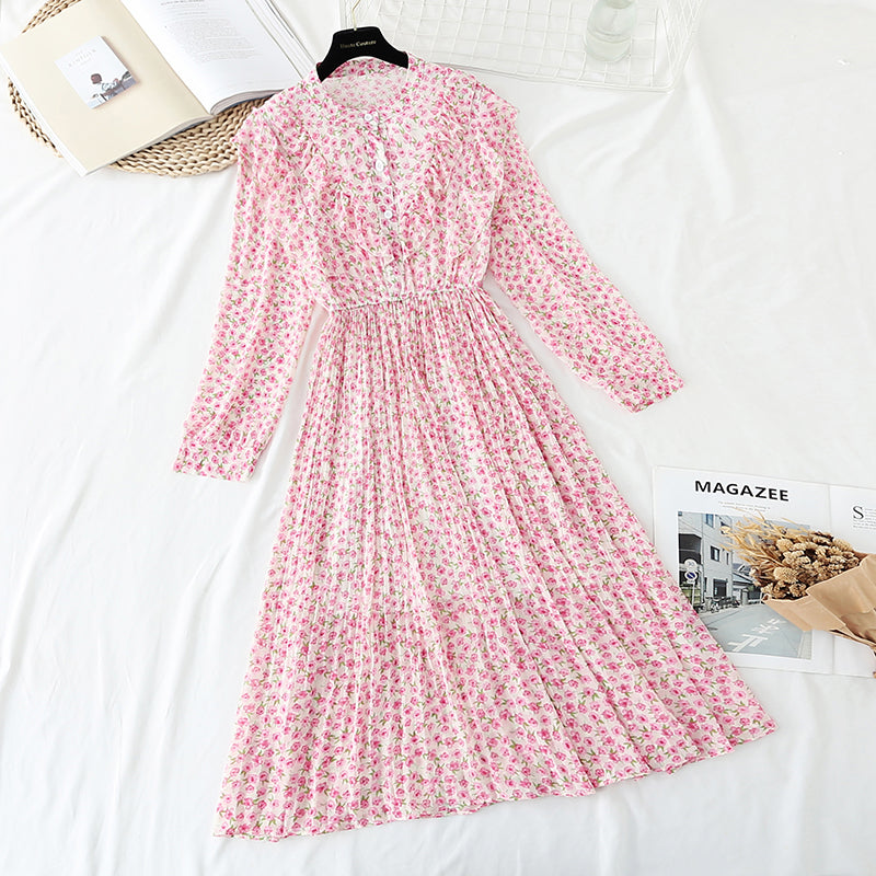New pleated slim Chiffon Dress  3866
