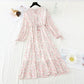 Waist lace up thin Chiffon gentle wind Floral Dress  3885