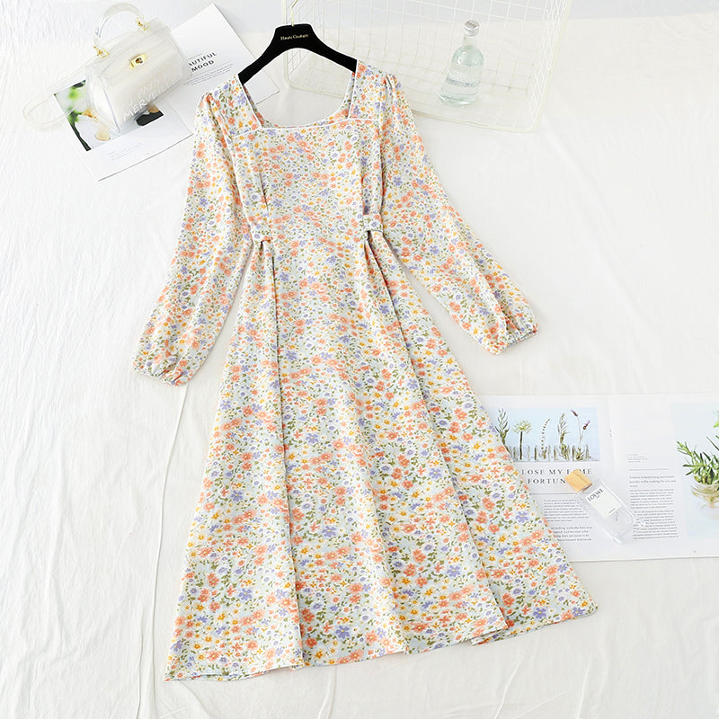 Slim waist with broken flower long skirt fairy super fairy series  3836