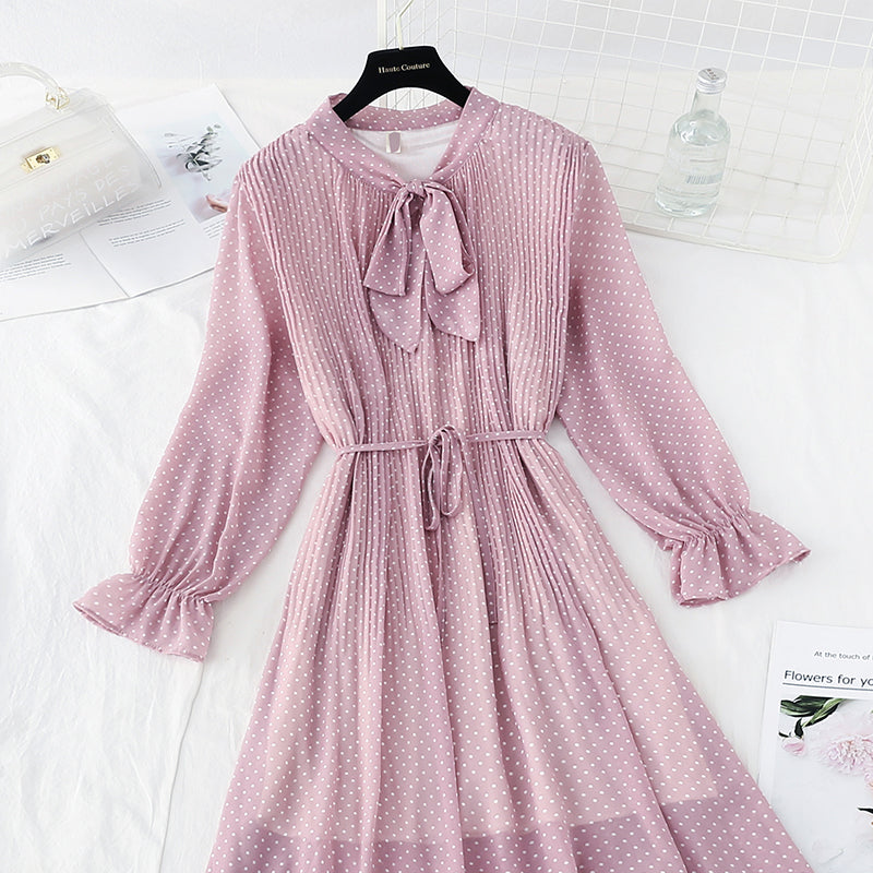 French retro gentle wind with pleated skirt  3835