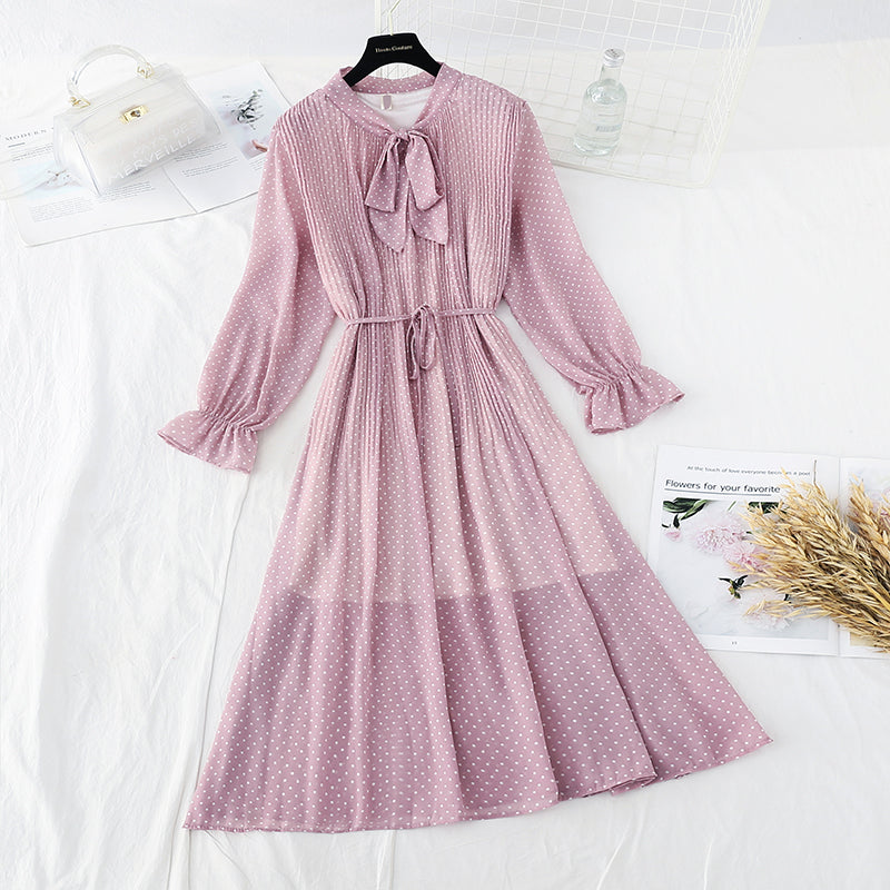 French retro gentle wind with pleated skirt  3835
