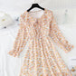 Retro floral Platycodon grandiflorum skirt shows thin waist  3842