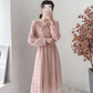 High and thin temperament goddess long sleeve Knee Skirt  3870