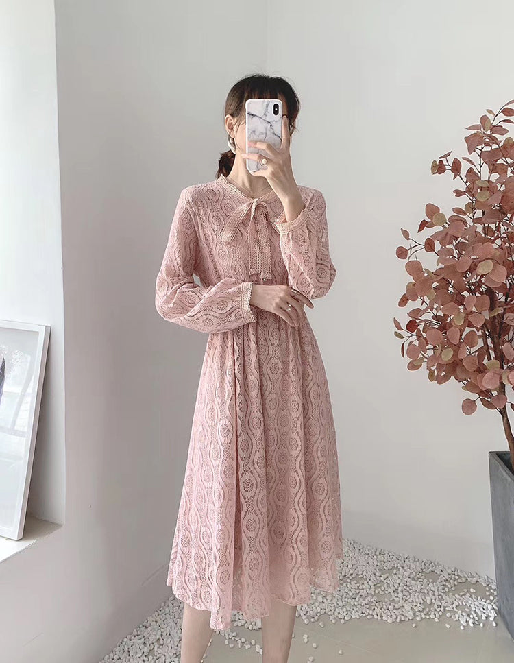 High and thin temperament goddess long sleeve Knee Skirt  3870