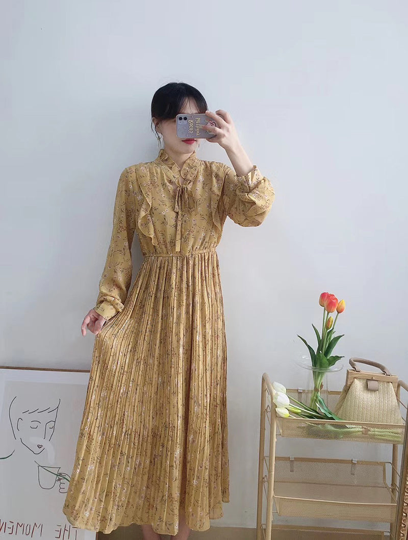 High waist thin fairy gentle wind snow spinning floral skirt  3897
