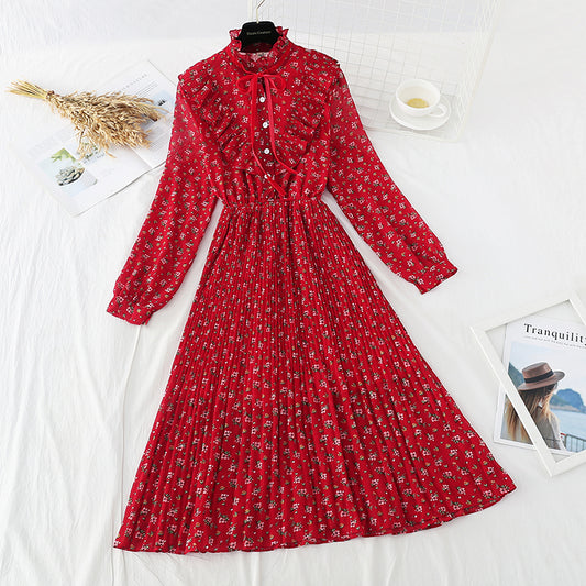 The new waist is slim. Chiffon pleated skirt  3846