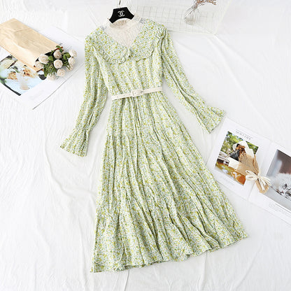 Floral Chiffon Dress with a long skirt at the bottom  3799