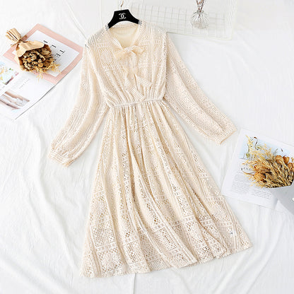 Bow gentle wind lace dress  3798