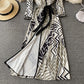 One piece split lace up wrap skirt with slim waist geometric print skirt  3783