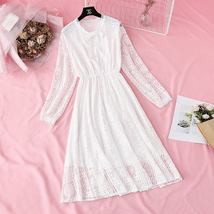 Bow gentle wind lace dress  3798