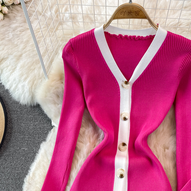 Waist down cardigan knitted bag hip bottomed dress  3749