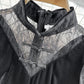 Lantern Sleeve stitched lace golden velvet cheongsam dress  3786