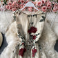 Mesh Rose Embroidered round neck dress  3782