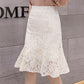 Lace buttocks skirt, spring/summer new style, large size, hollow, high waist, hook flower A-line bodycon/mermaid skirt  3669