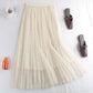 New early spring style, mesh skirt, plaid print pleated skirt  3709